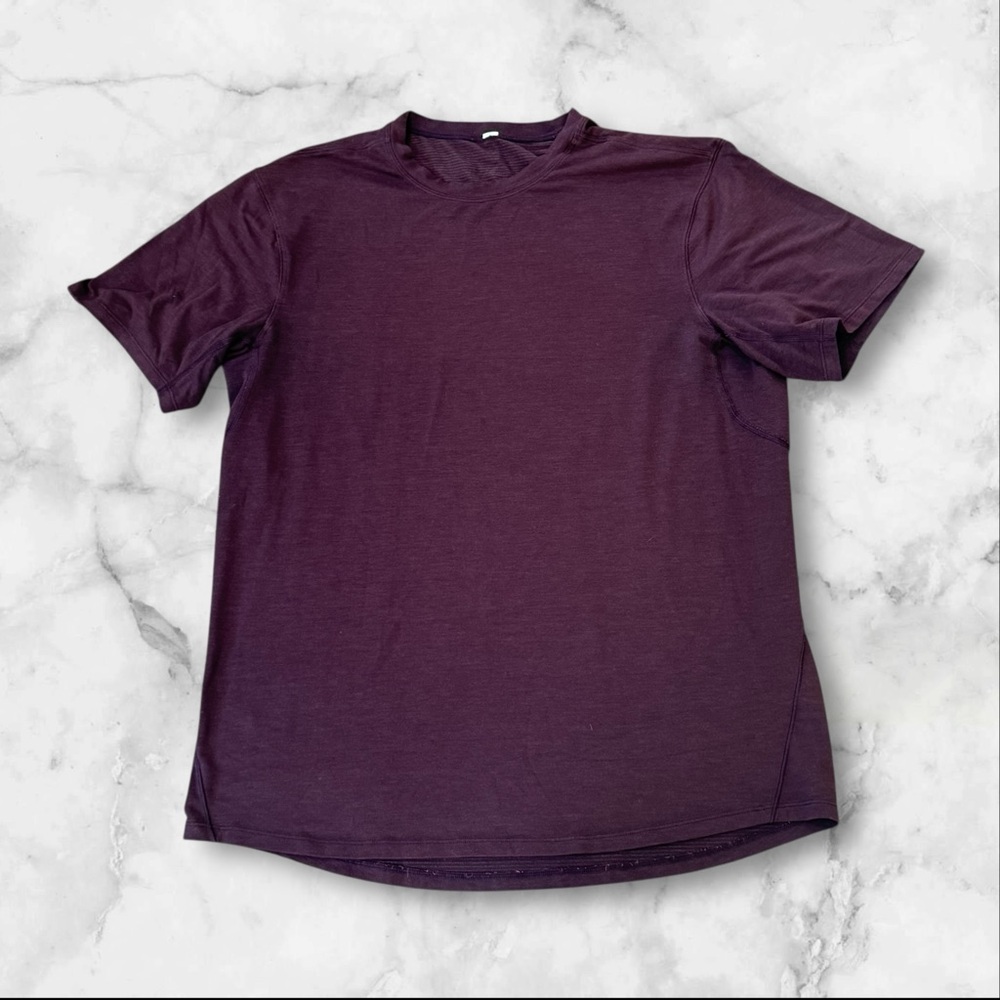 Lululemon Crew Neck Short Sleeve Shirt Size Medium Burgundy Athletic Wrkout